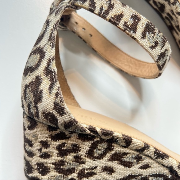 J Crew Laila Wedges Leopard Print Ankle-Strap Sandals Open Toe Cute Trendy 9 - Picture 9 of 12